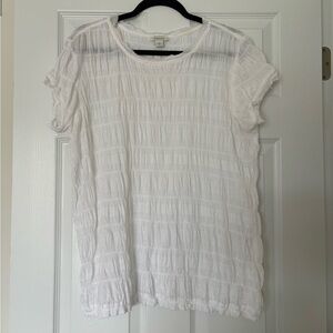 Sundance white scrunch bubble crinkle short sleeve top sz M